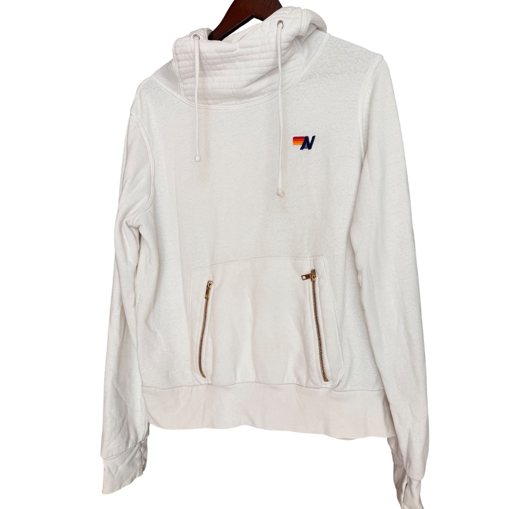 Aviator Nation Ninja Pullover Hoodie White Size M